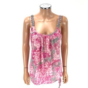 INC INTERNATIONAL CONCEPTS Sleeveless Tank Top Women's SIZE SMALL Pink Bling